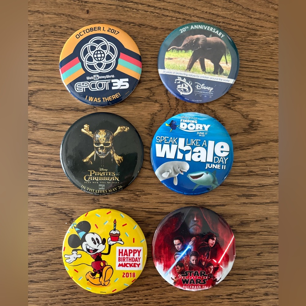 Disney Themed Button Collection - Black, Blue, Red, Yellow